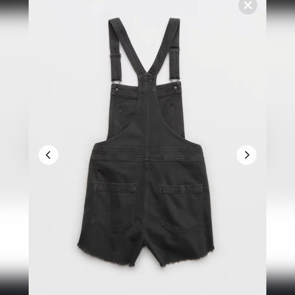 Aerie Jeans Cutoff Overalls Shortalls White Raw Hem Denim Women S/P - Picture 3 of 11